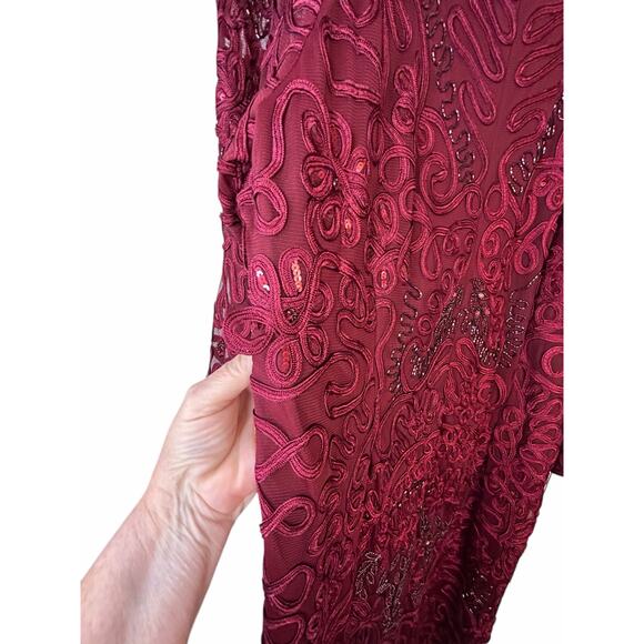 JS Collections Burgundy Sequin Embroidered Gown - Size 22W - Picture 15 of 15